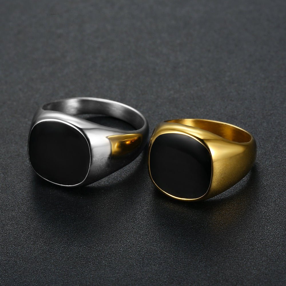 Coolx - Black Square Mens Ring - silverfoxgoods